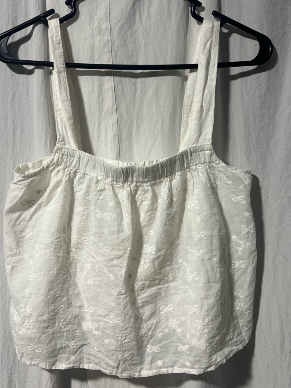 Passport White Embroidered Linen-Blend Tank Top